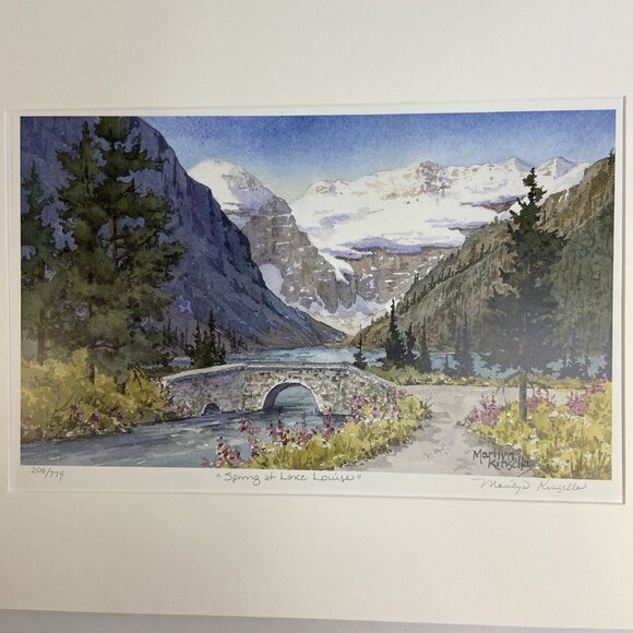Art Print Spring at Lake Louise Marilyn Kinsella Signed 206/779 10 x 15 - Picture 1 of 8